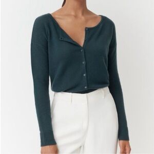 Cuyana Single-Origin Cashmere Cardigan in Jade reversible size XSmall